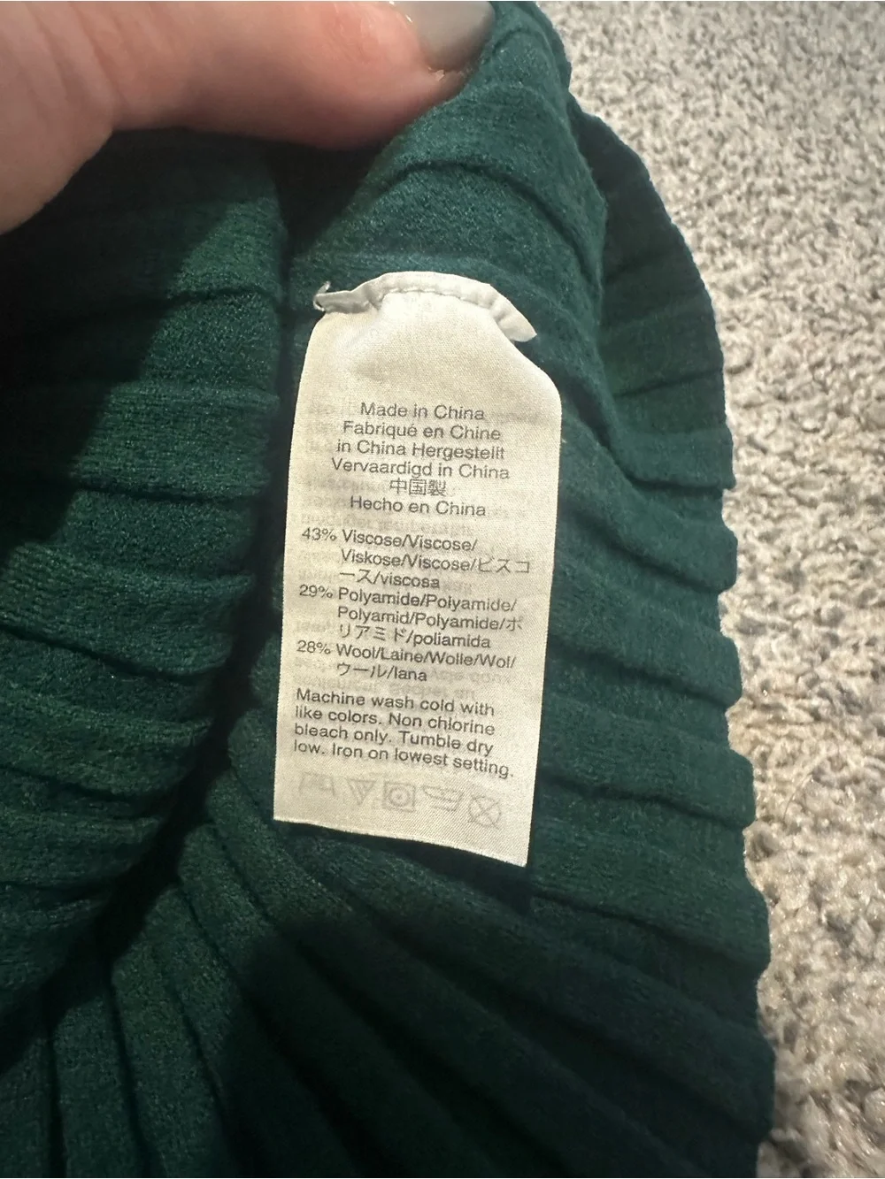 J. Crew Dark Green Ribbed Sleeveless Turtleneck